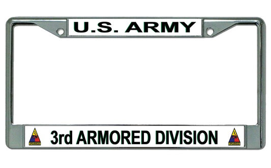 U.S. Army 3rd Armored Division Chrome License Plate Frame