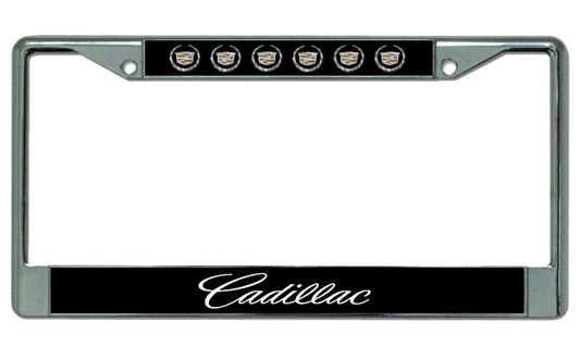 Cadillac Script Multi Logo Chrome License Plate Frame