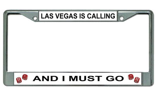 Las Vegas Is Calling Chrome License Plate Frame