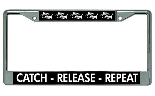 Catch Release Repeat Chrome License Plate Frame