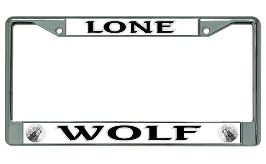 Lone Wolf Chrome License Plate Frame