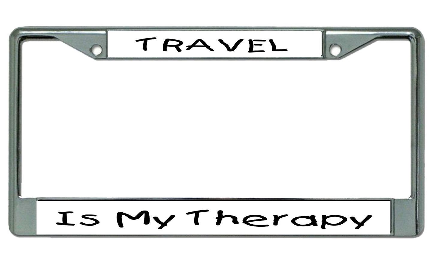 Travel Is My Therapy #2 Chrome License Plate Frame