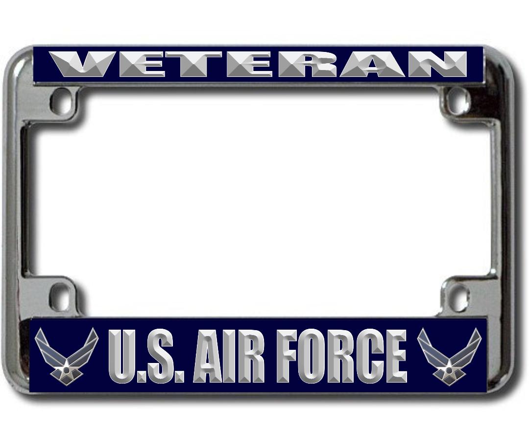 U.S. Air Force Veteran Chrome Motorcycle License Plate Frame