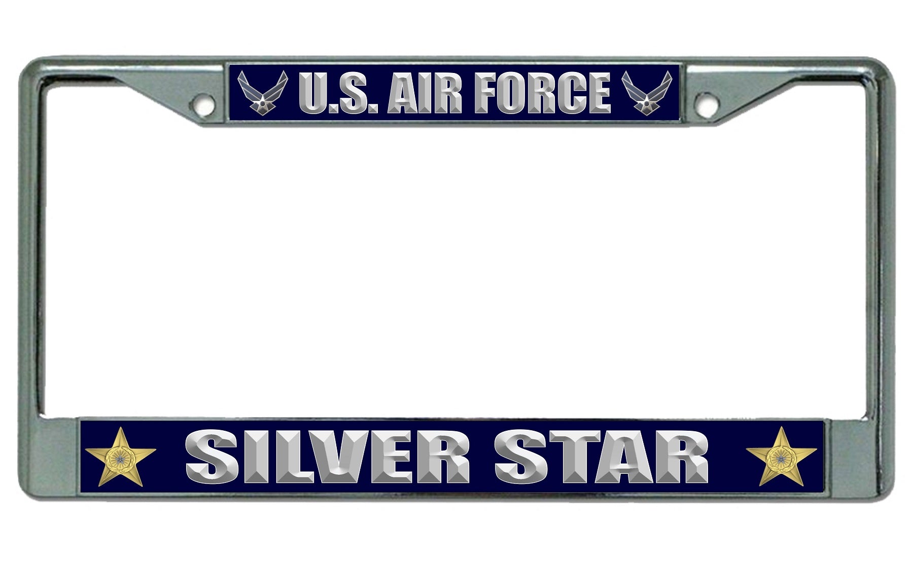 U.S. Air Force Silver Star Chrome License Plate Frame