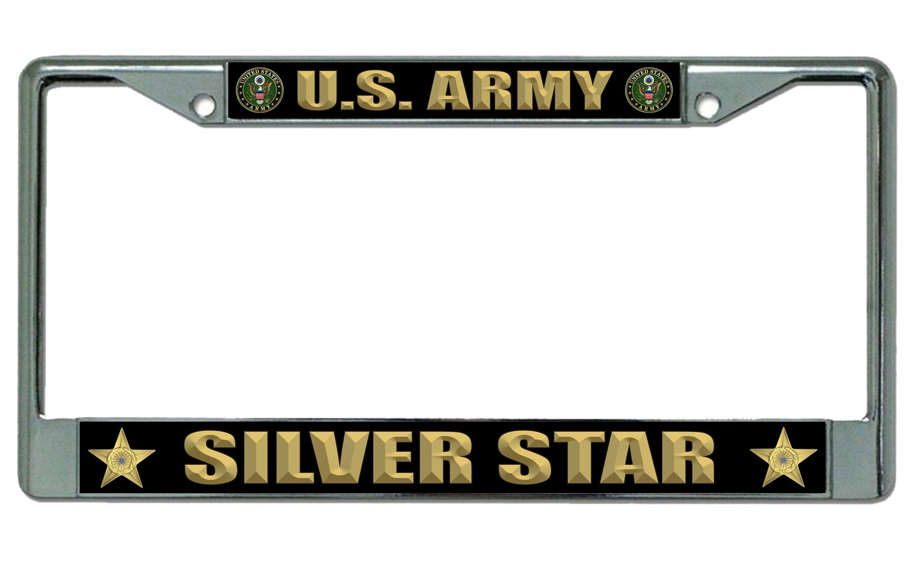 U.S. Army Silver Star Chrome License Plate Frame