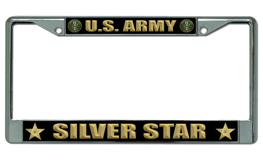 U.S. Army Silver Star Chrome License Plate Frame