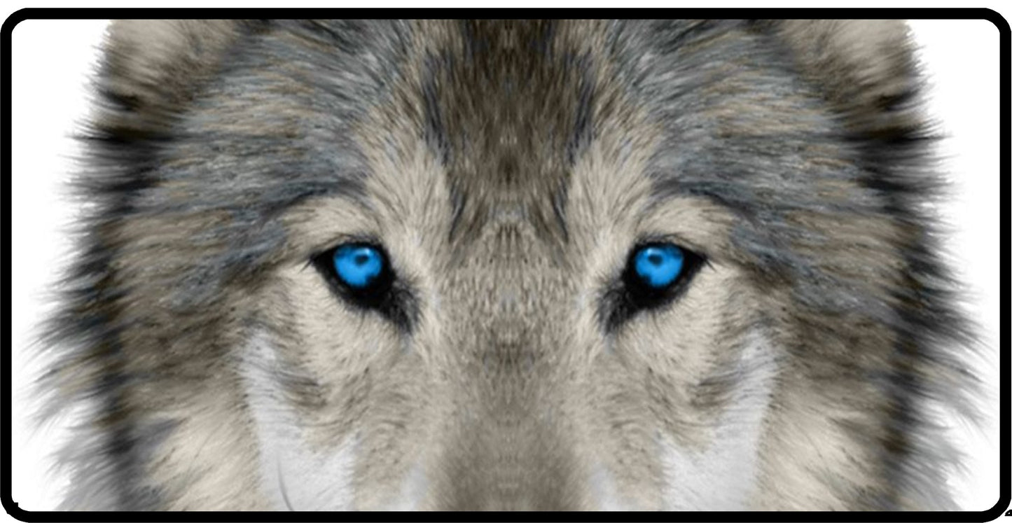 Lone Wolf Blue Eyes Photo License Plate