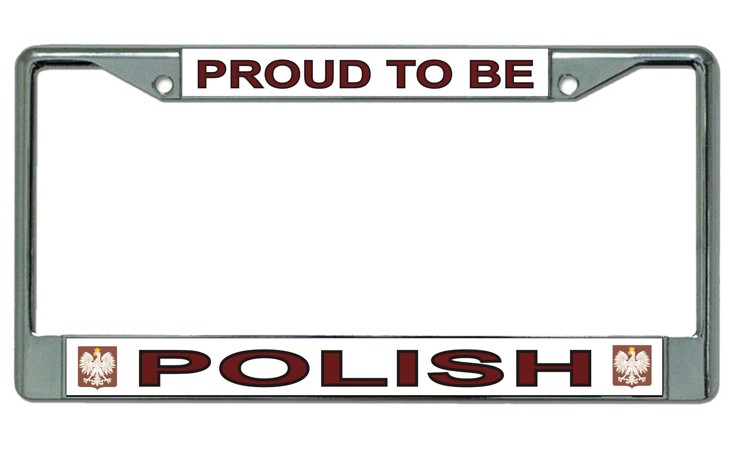 Proud To Be Polish Chrome License Plate Frame