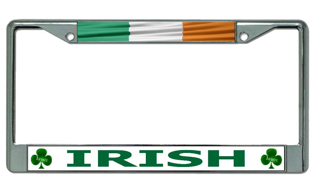 Irish Flag Chrome License Plate Frame