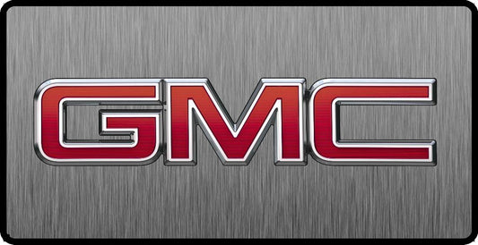 GMC Red Logo 3D Look Flat Photo License Plate