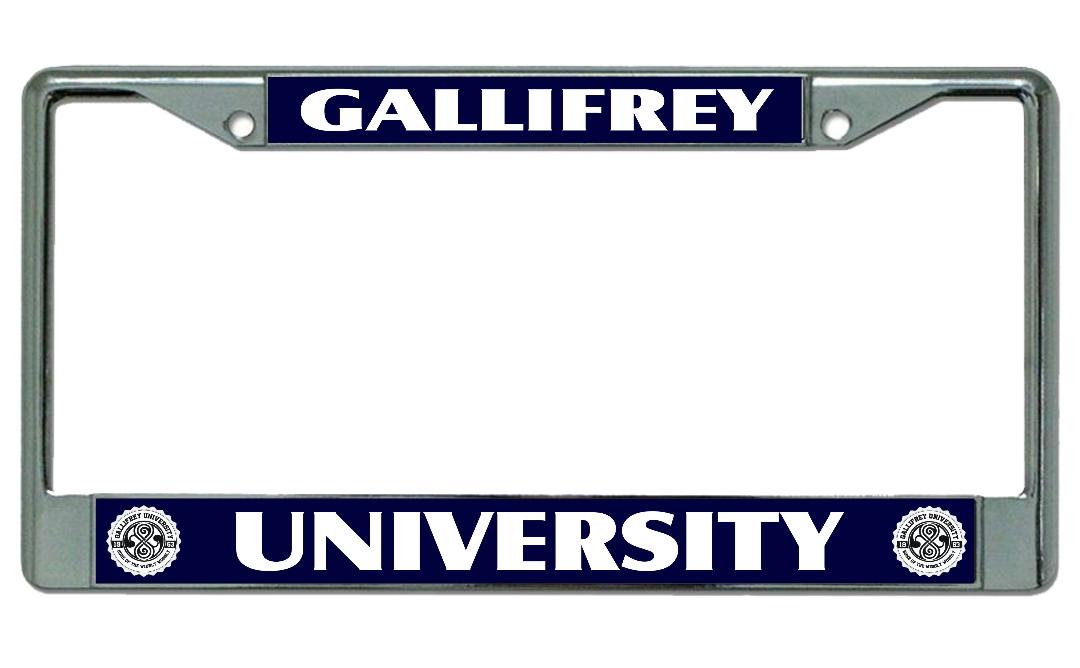 Gallifrey University Chrome License Plate Frame