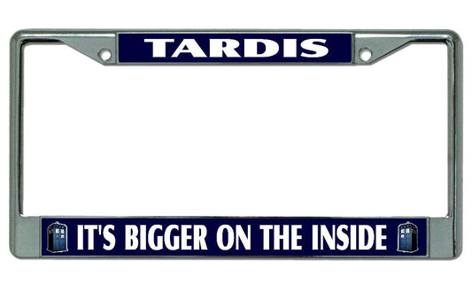 Tardis It's Bigger On The Inside #2 Chrome License Plate Frame