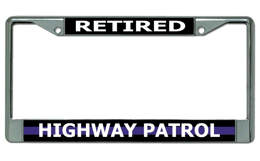 Retired Highway Patrol Chrome License Plate Frame