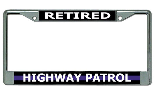 Retired Highway Patrol Chrome License Plate Frame