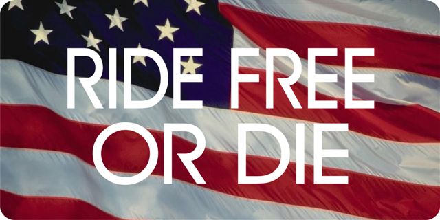 Ride Free Or Die On American Flag License Plate