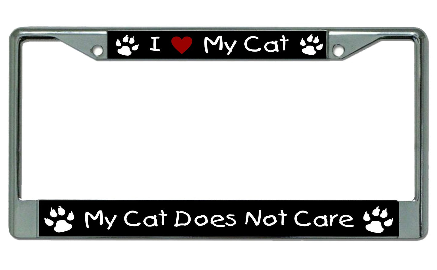 I Heart My Cat … Chrome License Plate Frame