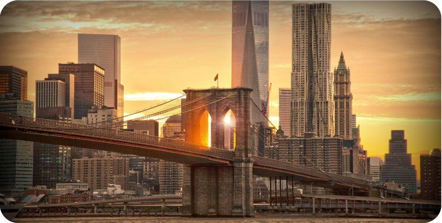 Brooklyn Bridge Sunset Photo License Plate