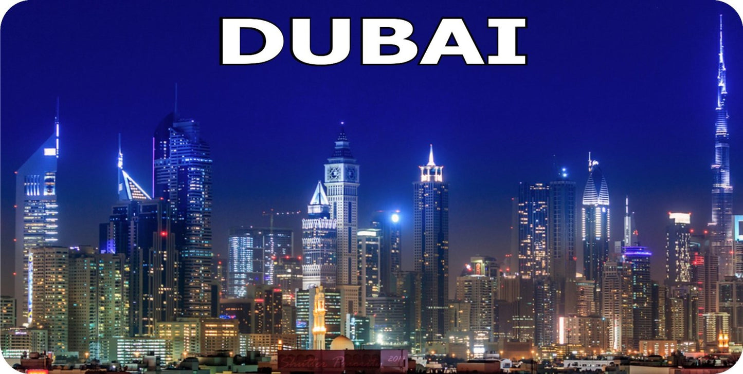 Dubai Skyline Photo License Plate