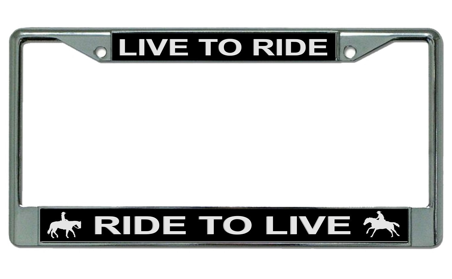 Live To Ride Ride To Live Horse On Black Chrome License Plate Frame ...
