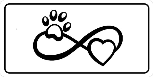 Paw And Heart Infinite White Photo License Plate