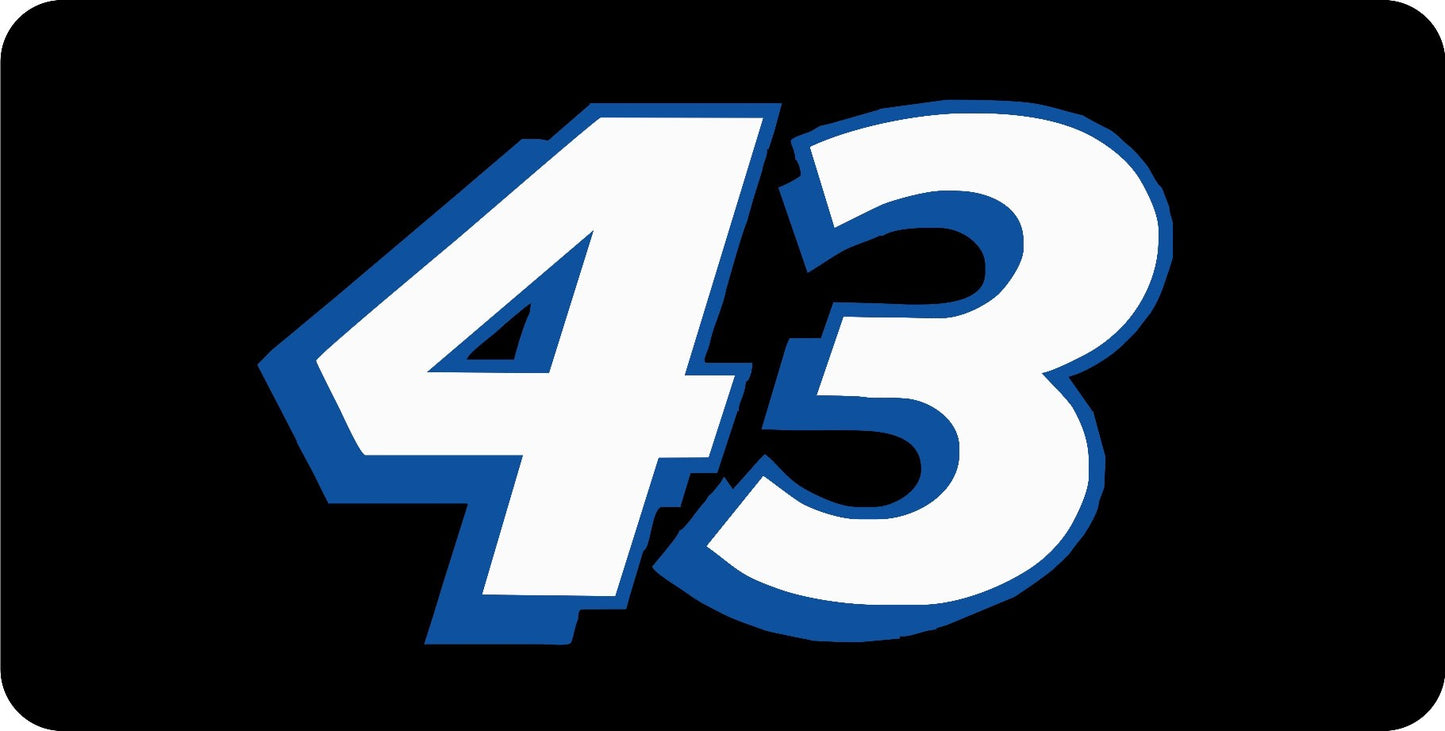 Nascar Racing #43 White Photo License Plate