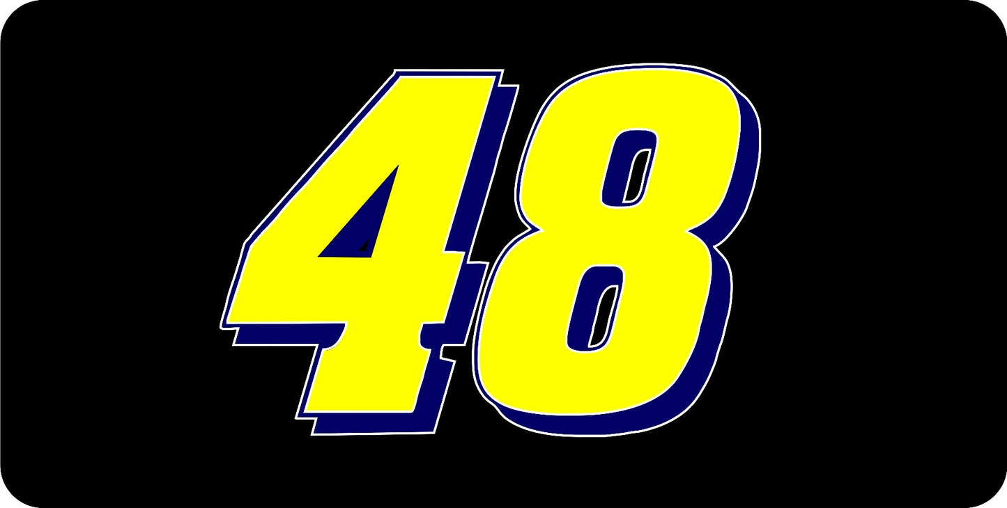 Nascar Racing #48 Black Photo License Plate