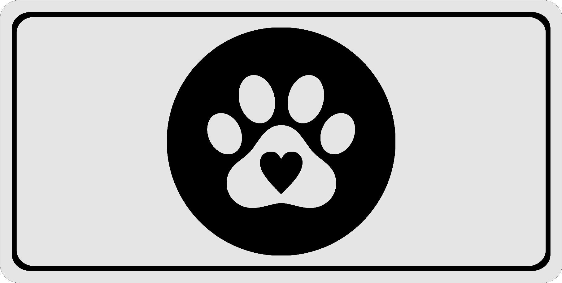 Dog Paw Heart Photo License Plate