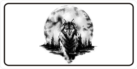 Wolf In Moon Photo License Plate