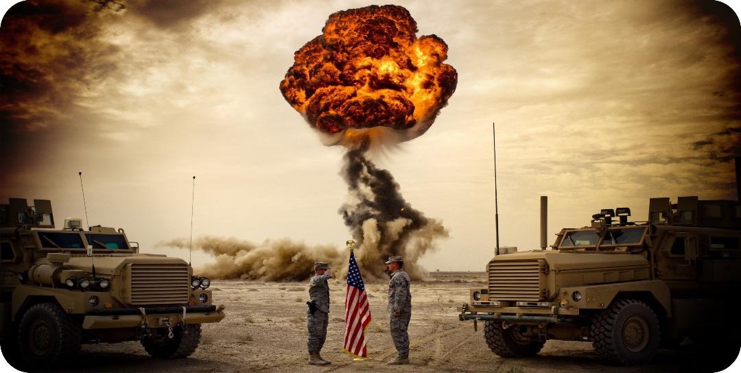 Soldiers Salute Flag In Combat Photo License Plate