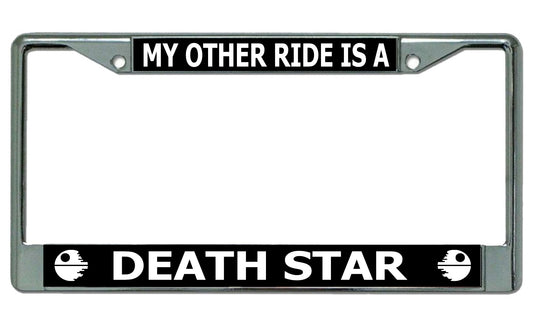 My Other Ride Is A Death Star Chrome License Plate Frame