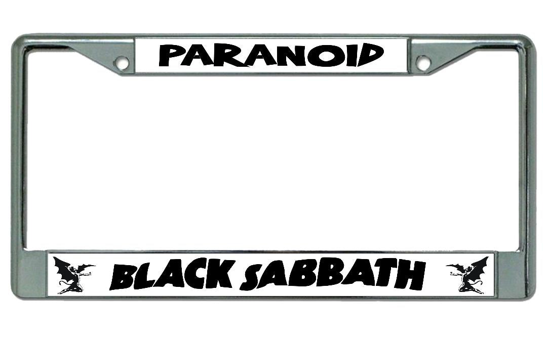 Black Sabbath Paranoid Chrome License Plate Frame