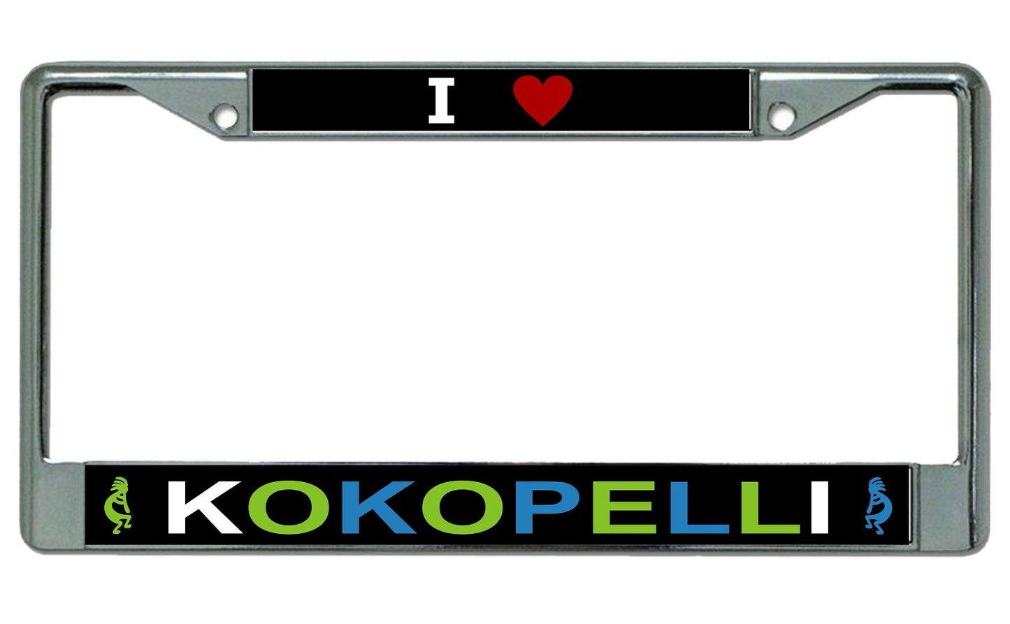 I Heart Kokopelli Chrome License Plate Frame