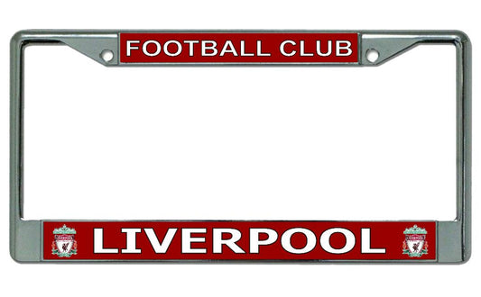 Liverpool Football Club On Red Chrome License Plate Frame