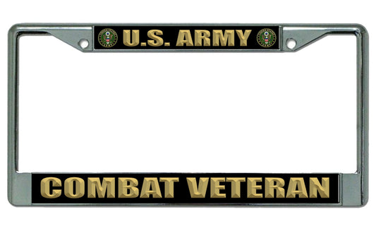 U.S. Army Combat Veteran Chrome License Plate Frame