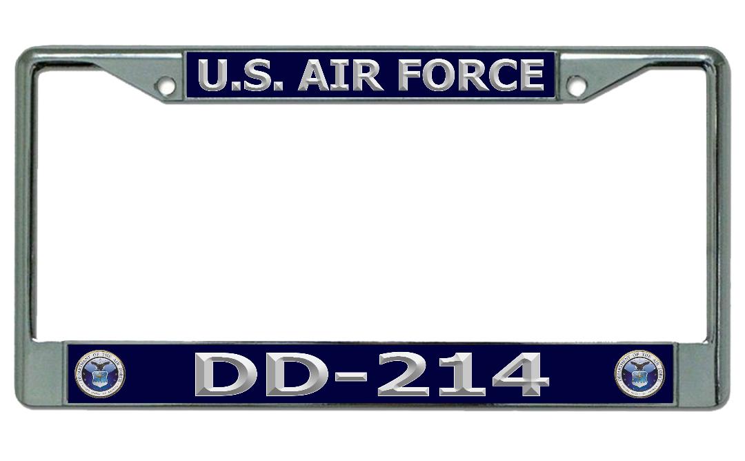 DD-214 U.S. Air Force Chrome License Plate Frame