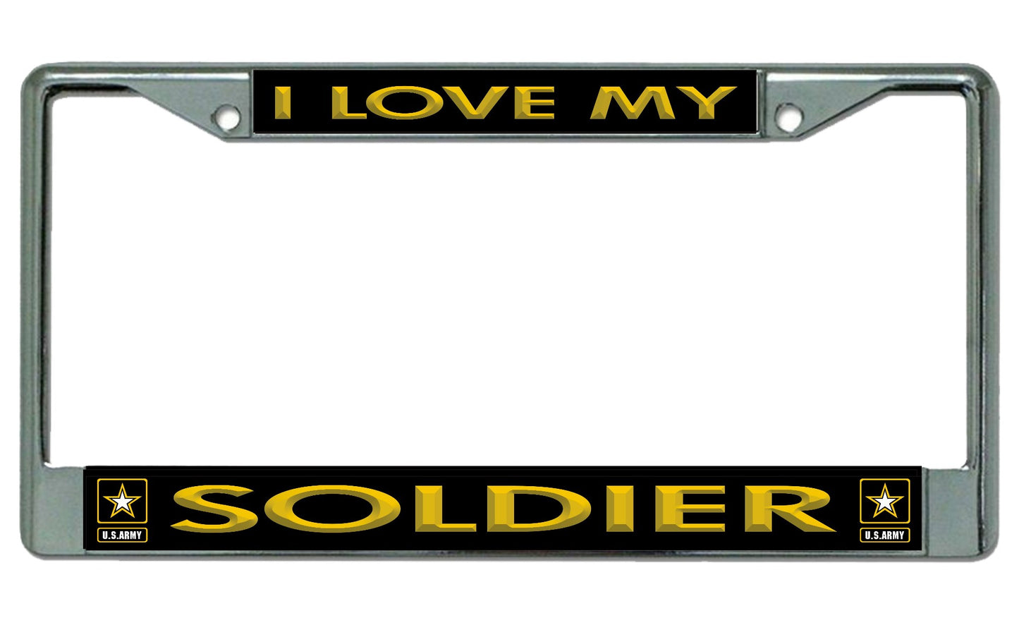 U.S. Army I Love My Soldier Chrome License Plate Frame