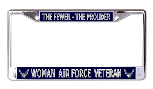 Woman Air Force Veteran Chrome License Plate Frame