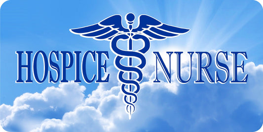 Hospice Nurse On Clouds Photo License Plate