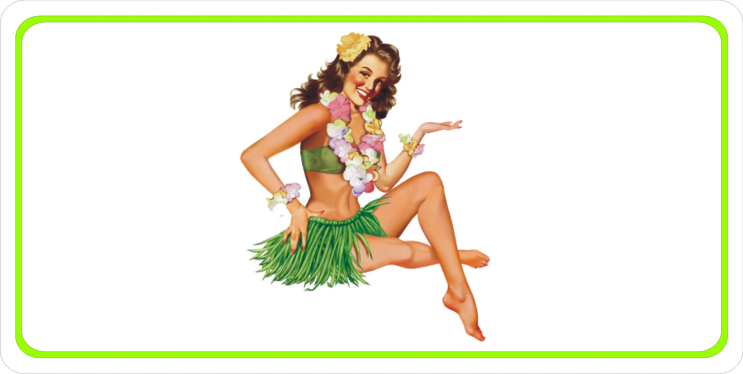 Vintage Hula Girl Centered Photo License Plate