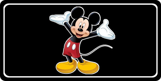 Mickey Mouse Centered On Black Photo License Plate