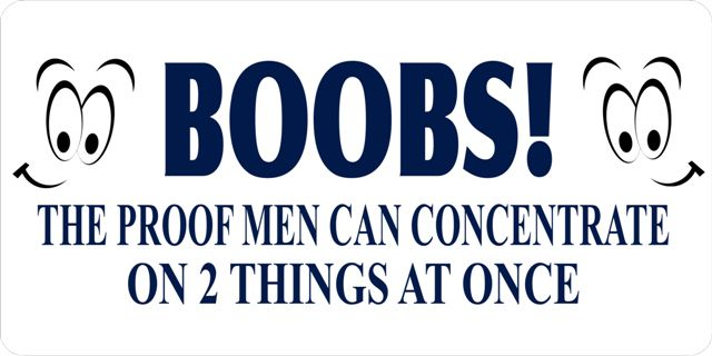 Boobs Men Can Concentrate Photo License Plate