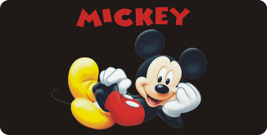 Mickey Mouse On Black Photo License Plate