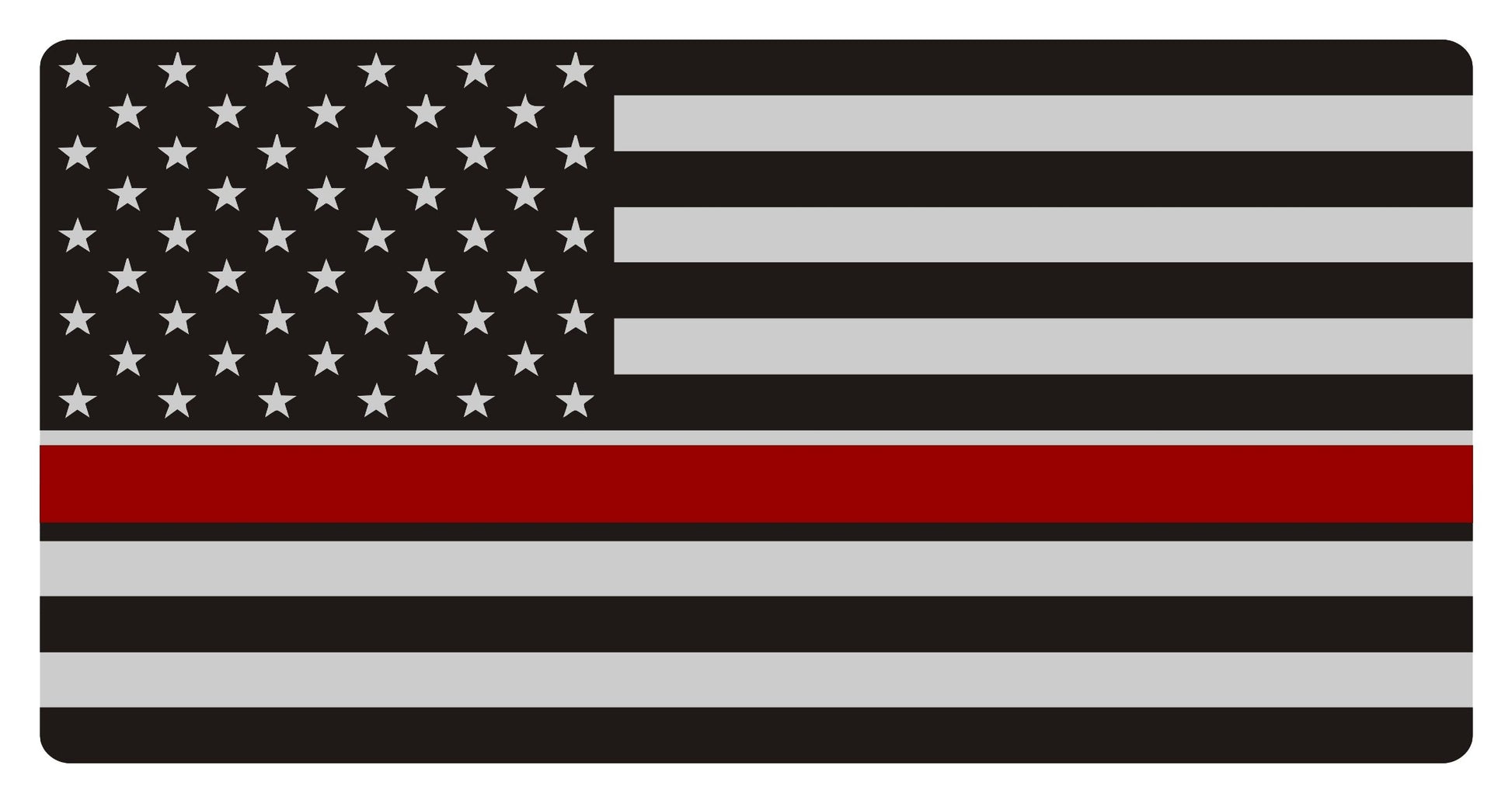 Thin Red Line On Grey U.S. Flag Photo License Plate