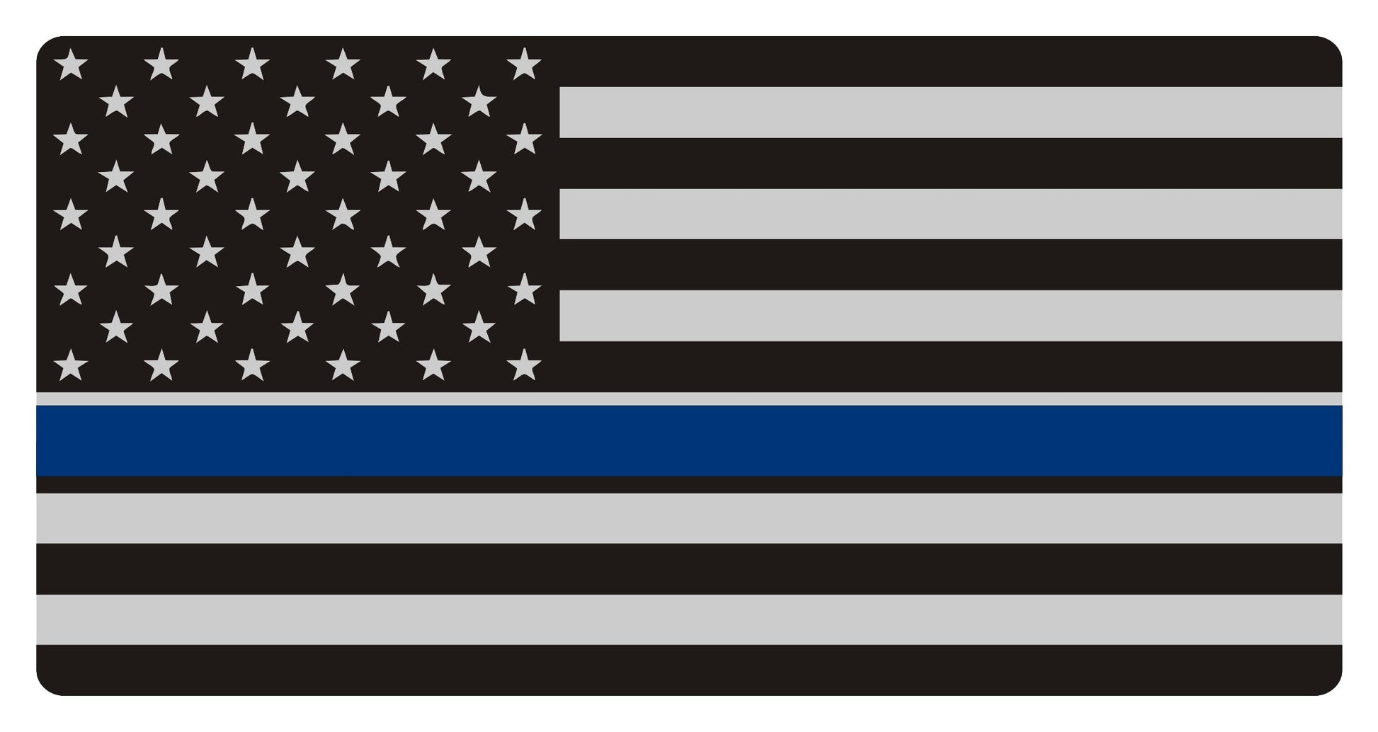 Thin Blue Line On Grey U.S. Flag Photo License Plate