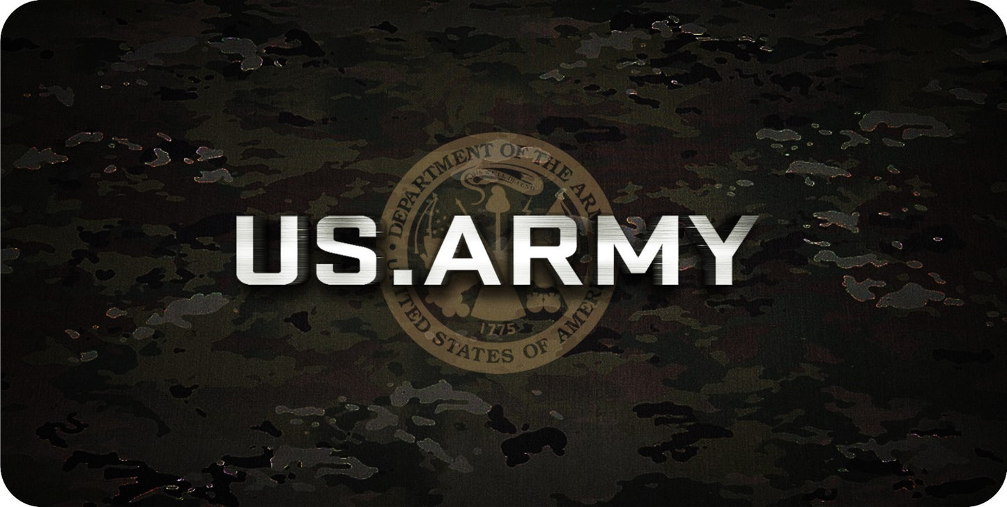 U.S. Army On Dark Camo Photo License Plate