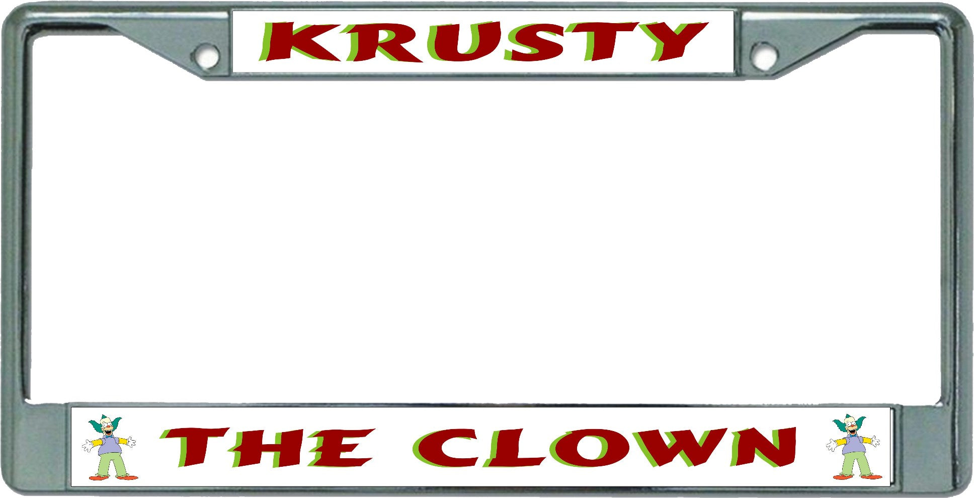 Krusty The Clown Chrome License Plate Frame