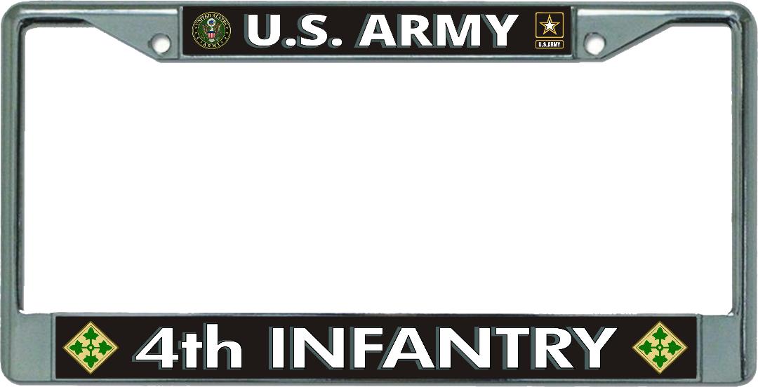 U.S. Army 4th Infantry #2 Chrome License Plate Frame