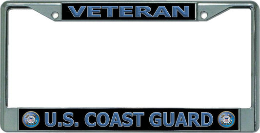 U.S. Coast Guard Veteran Chrome License Plate Frame