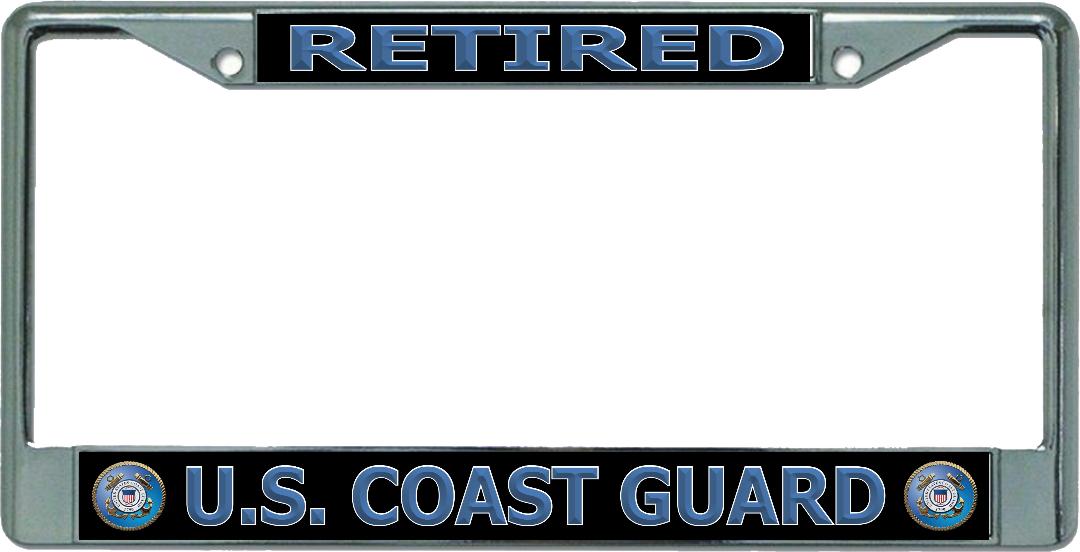 U.S. Coast Guard Retired #2 Chrome License Plate Frame