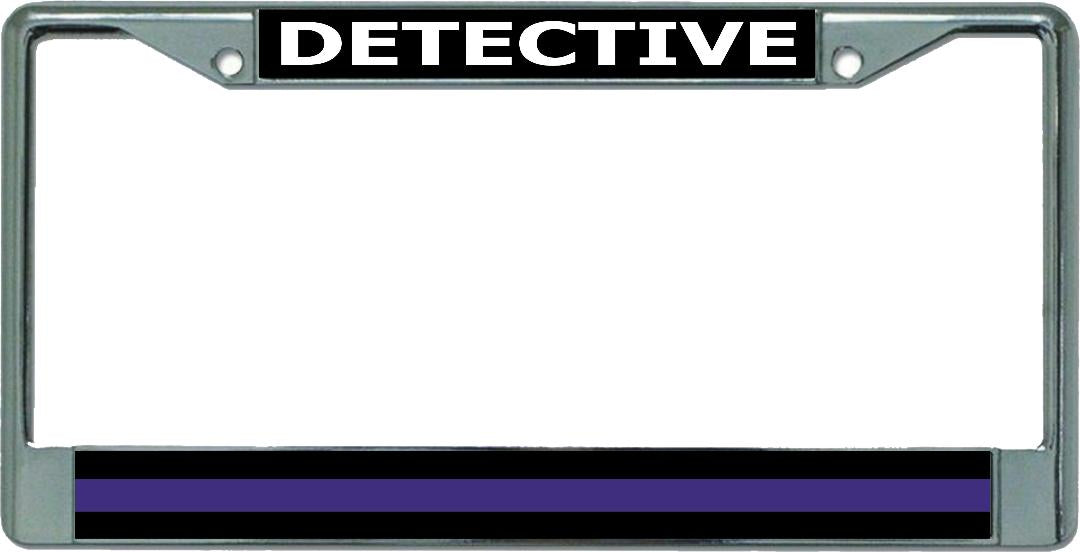 Thin Blue Line Detective Chrome License Plate Frame